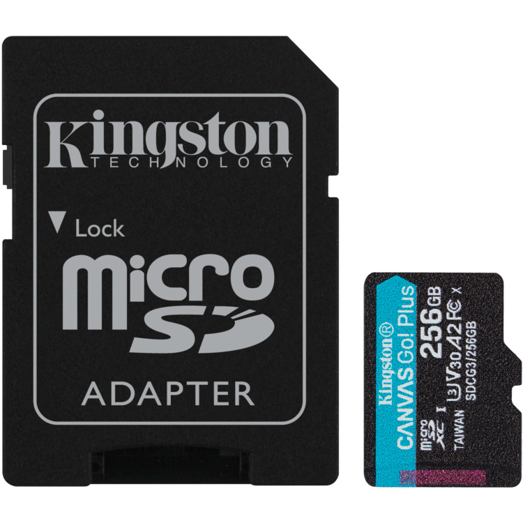 Kingston Canvas Go! Plus microSDXC 256 GB geheugenkaart Incl. adapter, Class 10, UHS-I U3, V30, A2