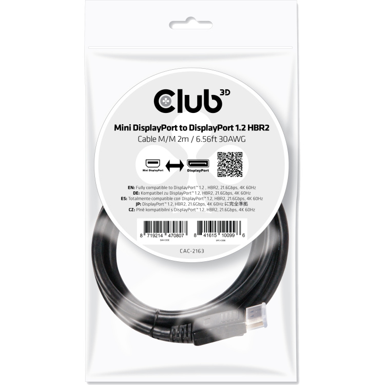 Club 3D Mini DisplayPort - DisplayPort 1.2 kabel 2 meter, CAC-2163