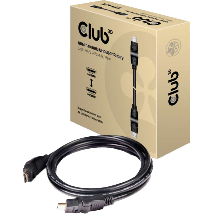 Club 3D HDMI 2.0 360° Rotary kabel 2 meter, 4K 60Hz