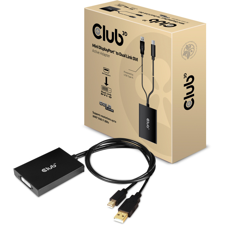 Club 3D Mini DisplayPort 1.2 > Dual Link DVI-D adapter 0,6 meter