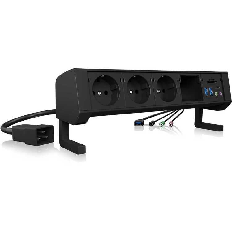 ICY BOX IB-TS301-5 stekkerdoos 3x EU, 2x USB-A, 1x USB-C, 2x 3,5 mm Jack