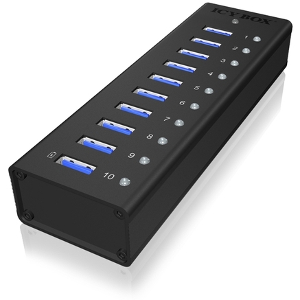 ICY BOX IB-AC6110 usb-hub 10x USB 3.0 Poorten