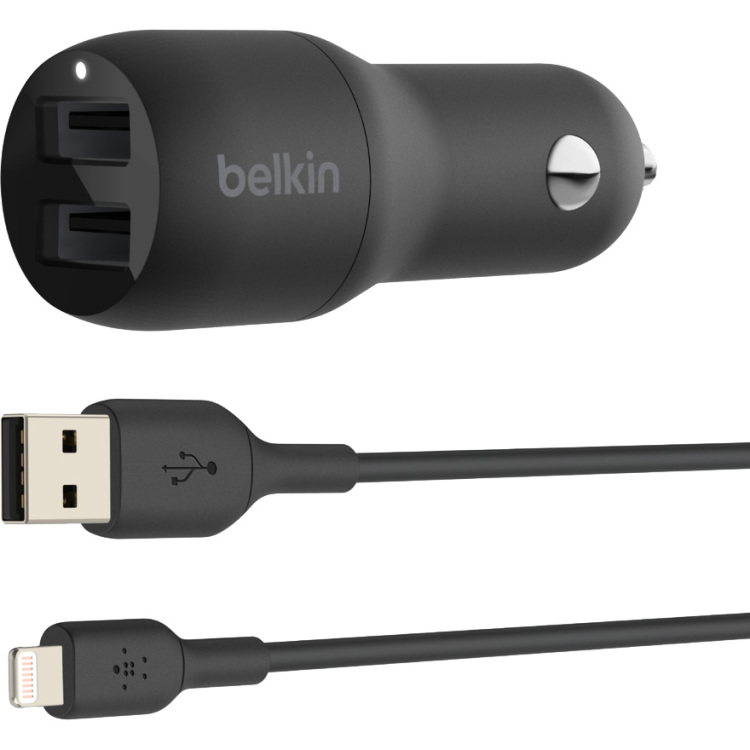 Belkin Boost Charge 2-poorts USB-A-autolader met USB-A Lightning kabel oplader 24W