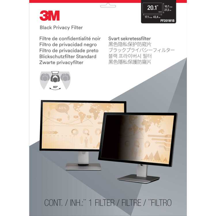 3M Privacy Filter Standaard inkijkbeveiliging 20,1" breedbeeldmonitor (16:10)