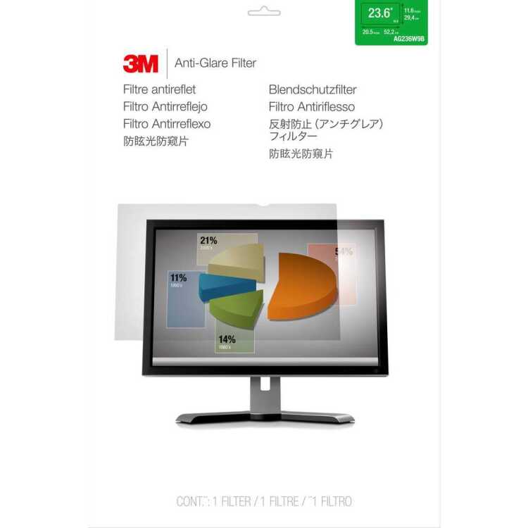 3M Anti-Glare Filter antireflectiebescherming 23,6" breedbeeldmonitor (16: 9)