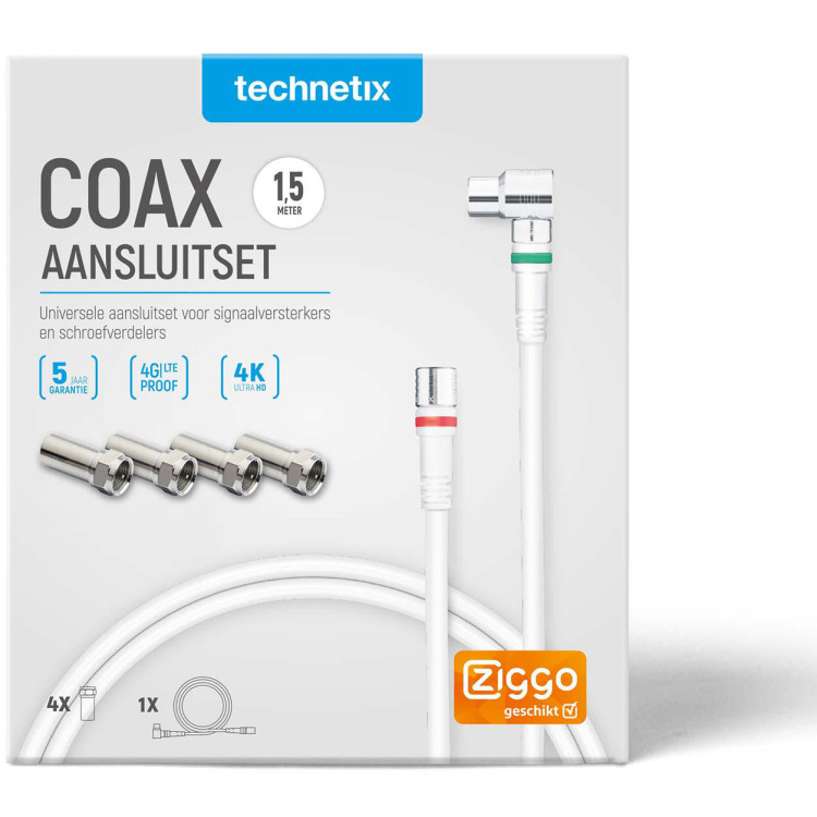 Diverse Technetix Coax-Adapter 4x / F-Male - IEC Male Aluminium adapter