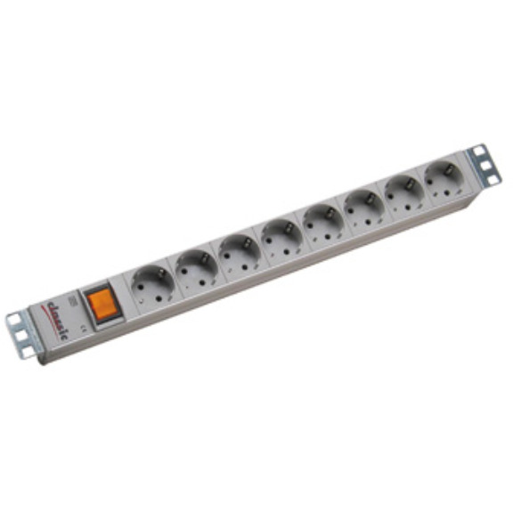 Bachmann 19 inch power strip 8x sockets 1x switch 1U (333.400) stekkerdoos voor 8 stekkers, 19 inch