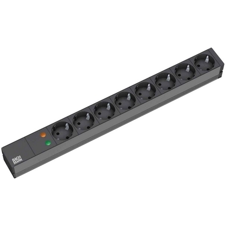 Bachmann 19 inch power strip 8x sockets overvoltage protection 1U (333.534) stekkerdoos voor 8 stekkers, 19 inch