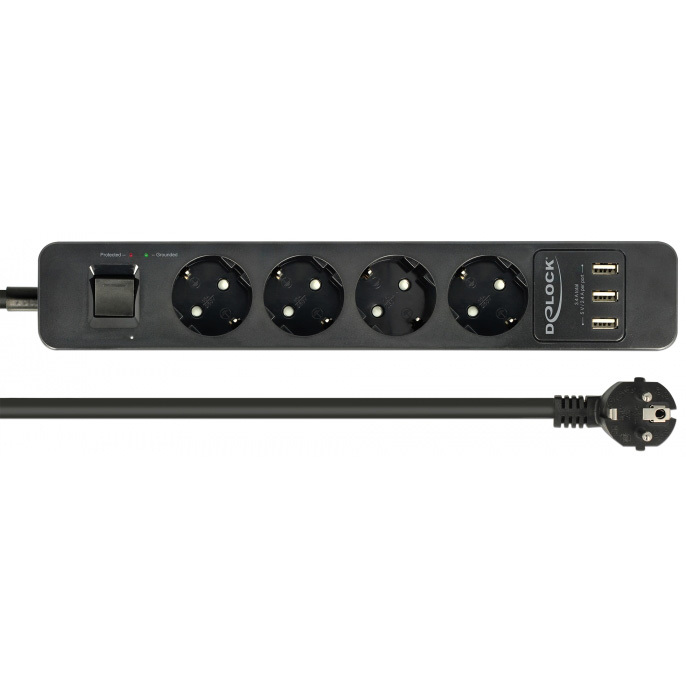 DeLOCK 4-weg stekkerdoos met USB-poorten stekkerdoos