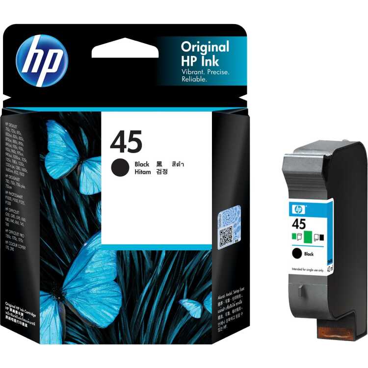 HP 45 Inktcartridge inkt 51645AE, Zwart