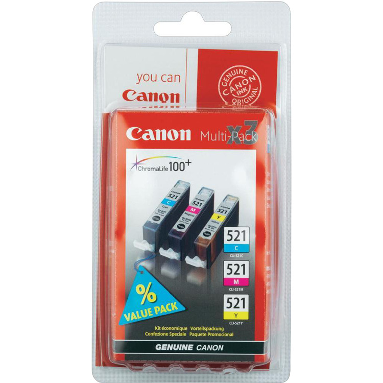 Canon Multipack CLI-521 inkt Geel, Cyaan, Magenta