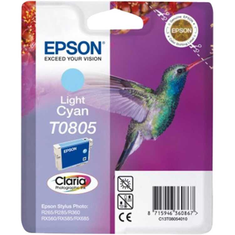 Epson Inkt - T0805 inkt C13T08054011, 'Kolibrie', Licht-cyaan