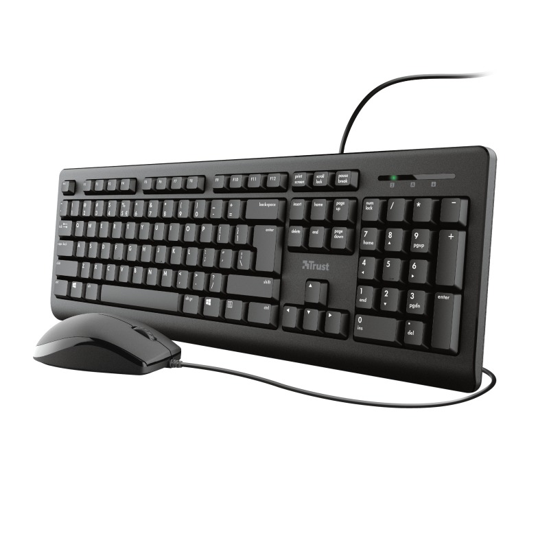 Trust Primo Bedraad toetsenbord en muisset Toetsenbord Zwart