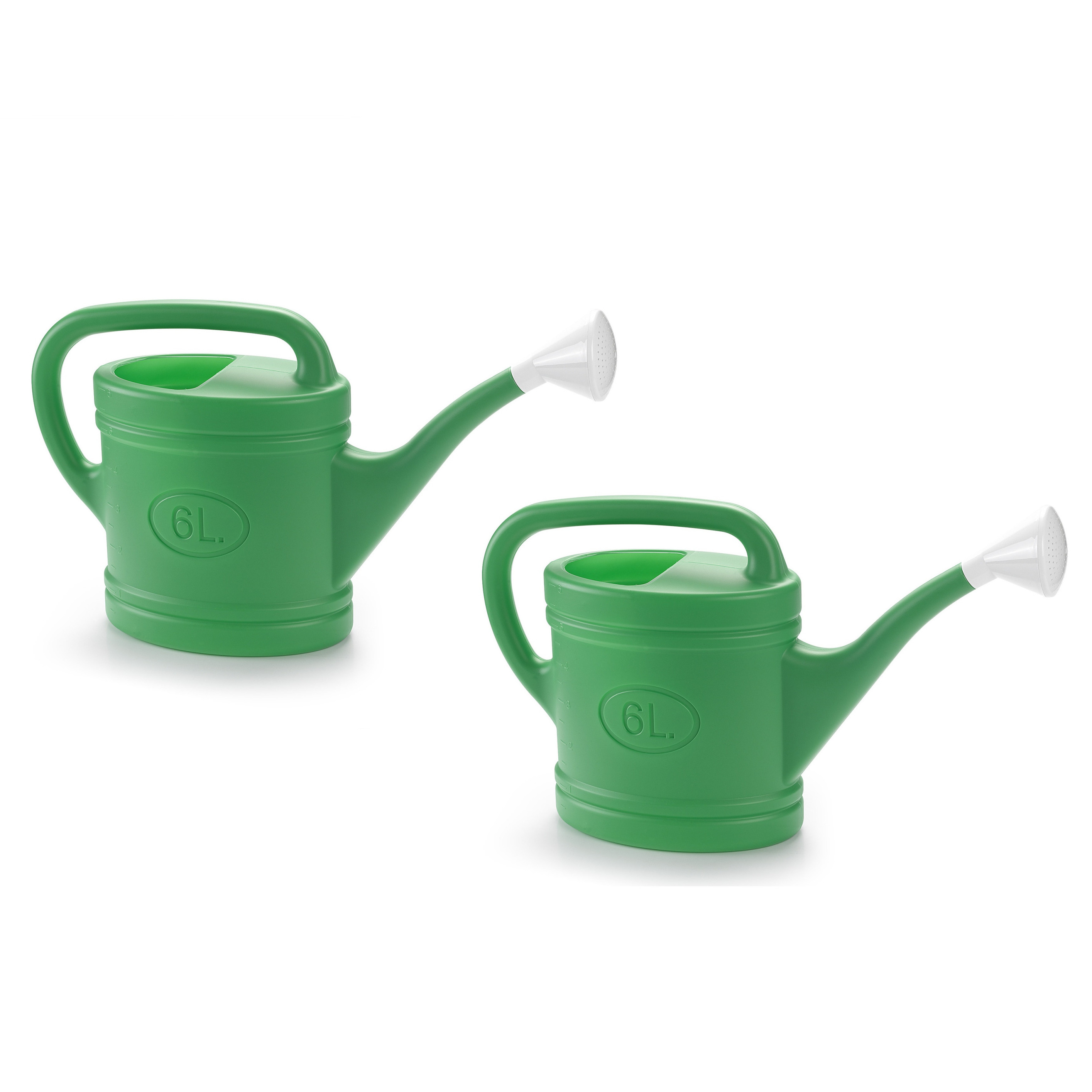 2x stuks groene tuin planten gieter met broeskop 6 liter -