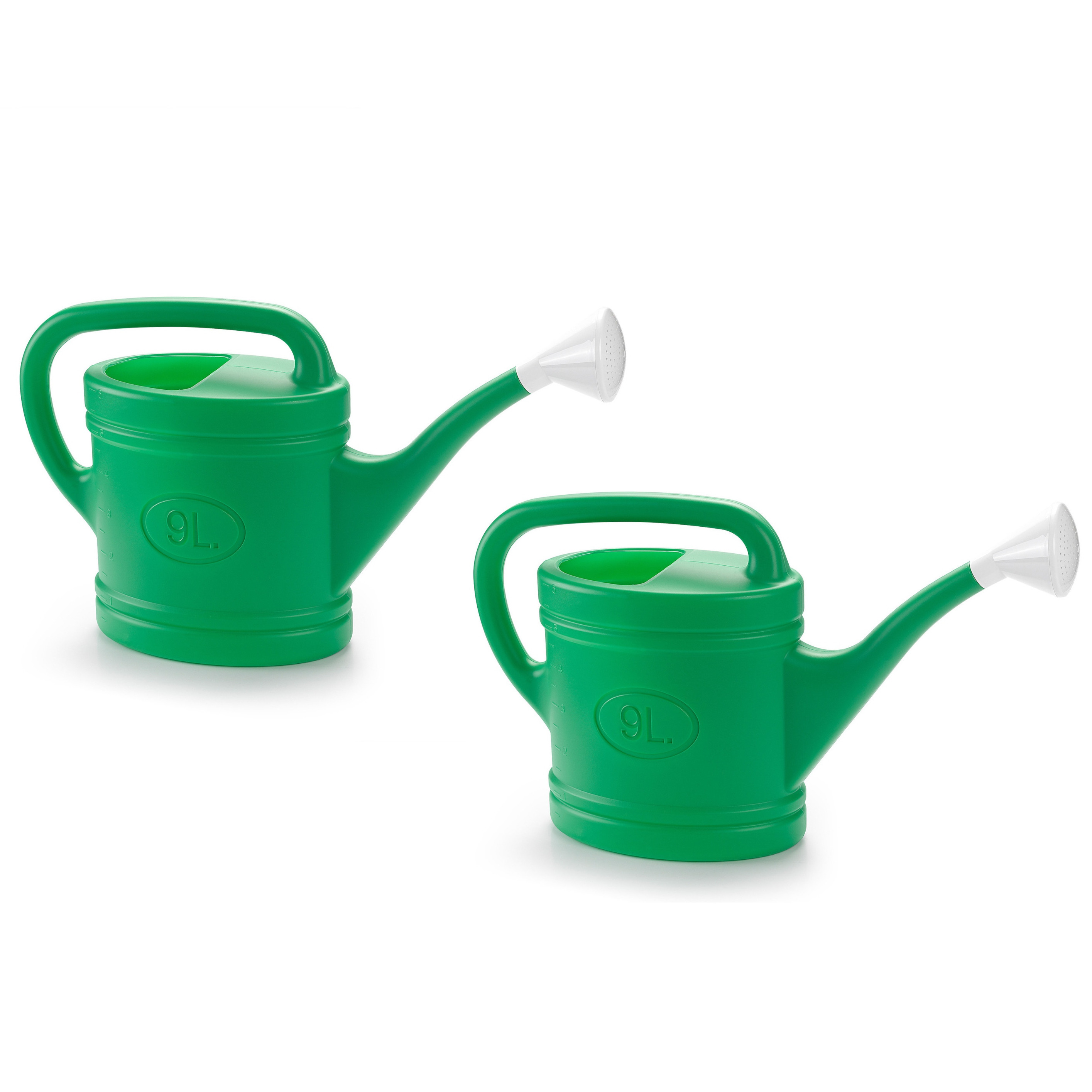 2x stuks groene tuin planten gieter met broeskop 9 liter -