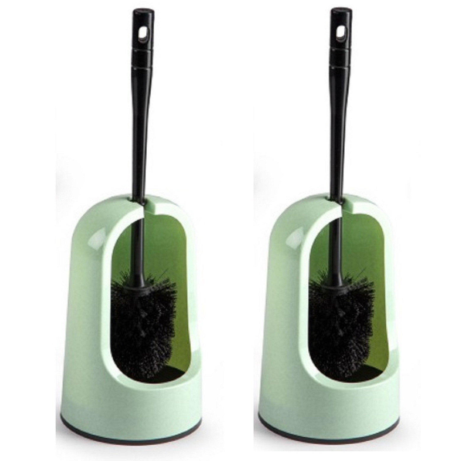 2x stuks toiletborstels/wc-borstels met mintgroene houder 40 cm -
