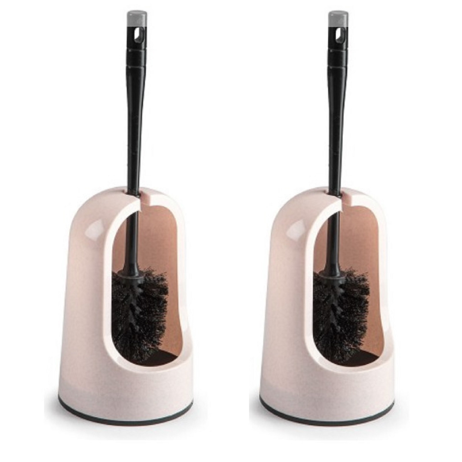 2x stuks toiletborstels/wc-borstels met lichtroze houder 40 cm -