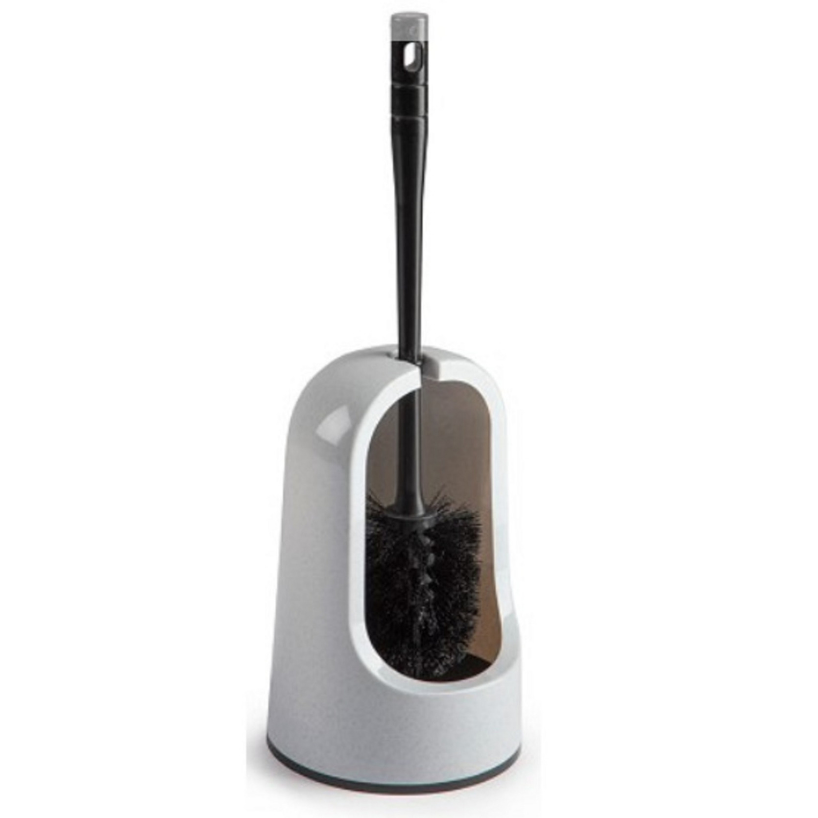 Plasticforte WC borstel met houder - lichtgrijs - 40 cm - kunststof -
