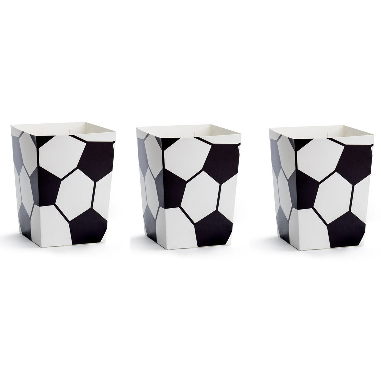 Popcorn bakjes in voetbal thema print - 6x stuks - 12 x 7 cm - Popcornbakjes/chipsbakjes -
