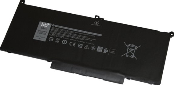 BTI F3YGT-BTI - Batterij voor laptopcomputer (gelijk aan: Dell F3YGT, Dell 2X39G, Dell 451-BBYE) - 1 x lithium-polymeer 4-cels 7894 mAh 60 Wu - voor Dell Latitude 7280, 7480