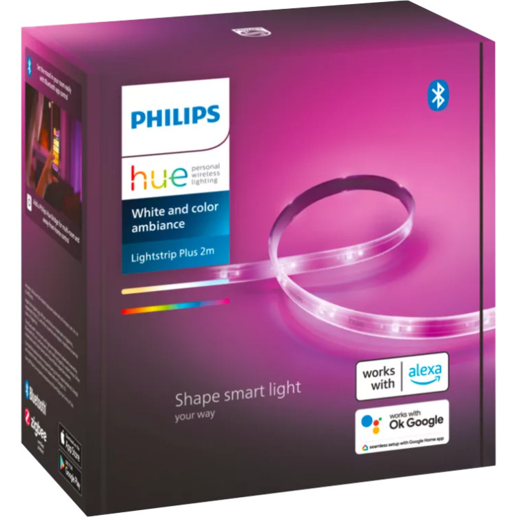 Philips Hue White and Color Ambiance LightStrip Plus Basispakket V4 2 m, 2000K - 6500K, Dimbaar