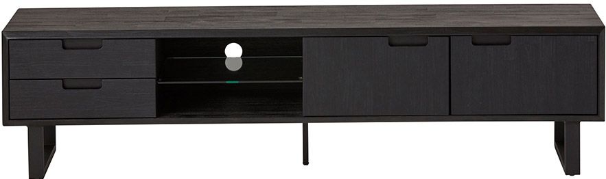 24Designs Rafael TV-meubel - B200 X D45 X H50 Cm - Acaciahout - Metaal Zwart