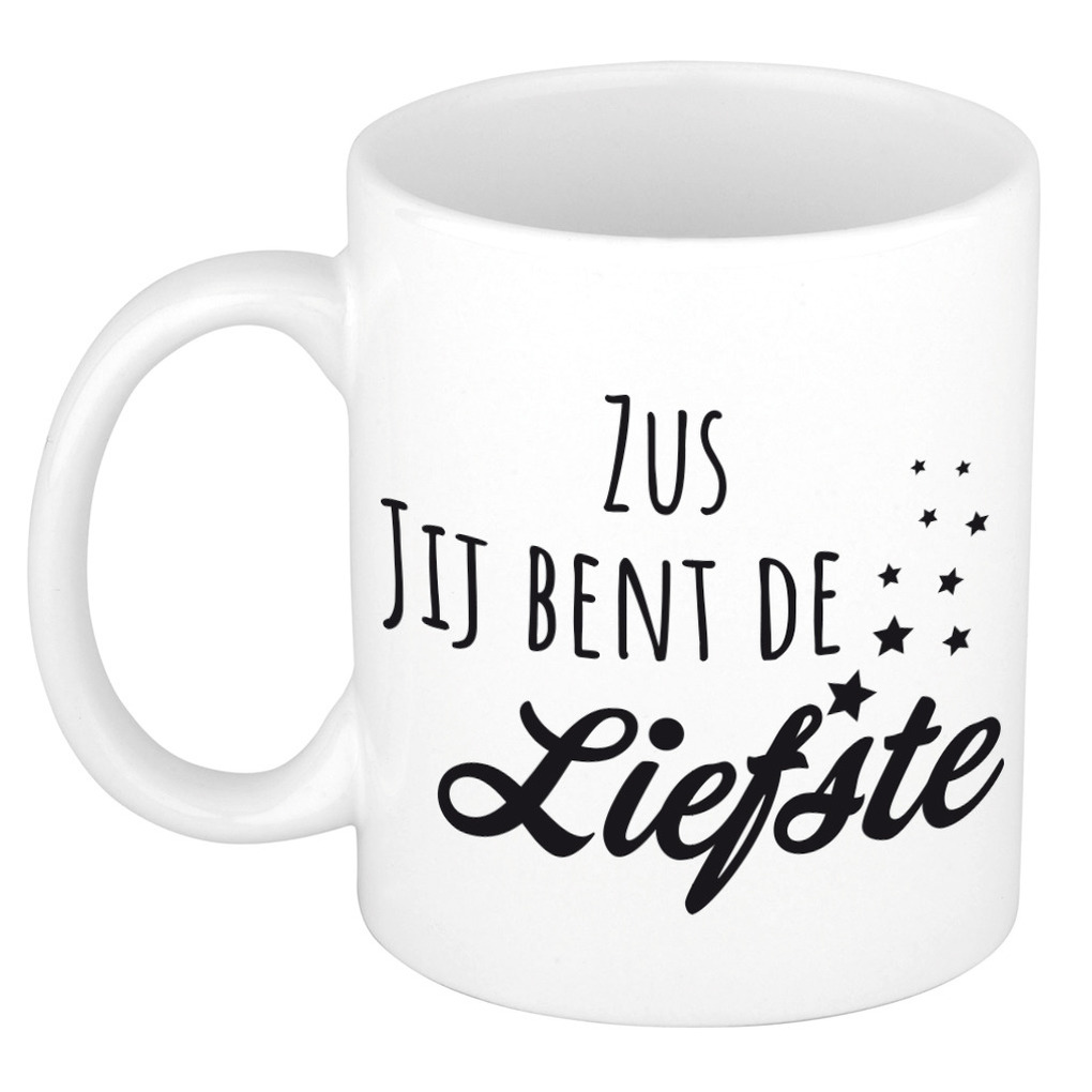 Zus jij bent de liefste kado mok / beker wit - bedankt cadeau / verjaardag -