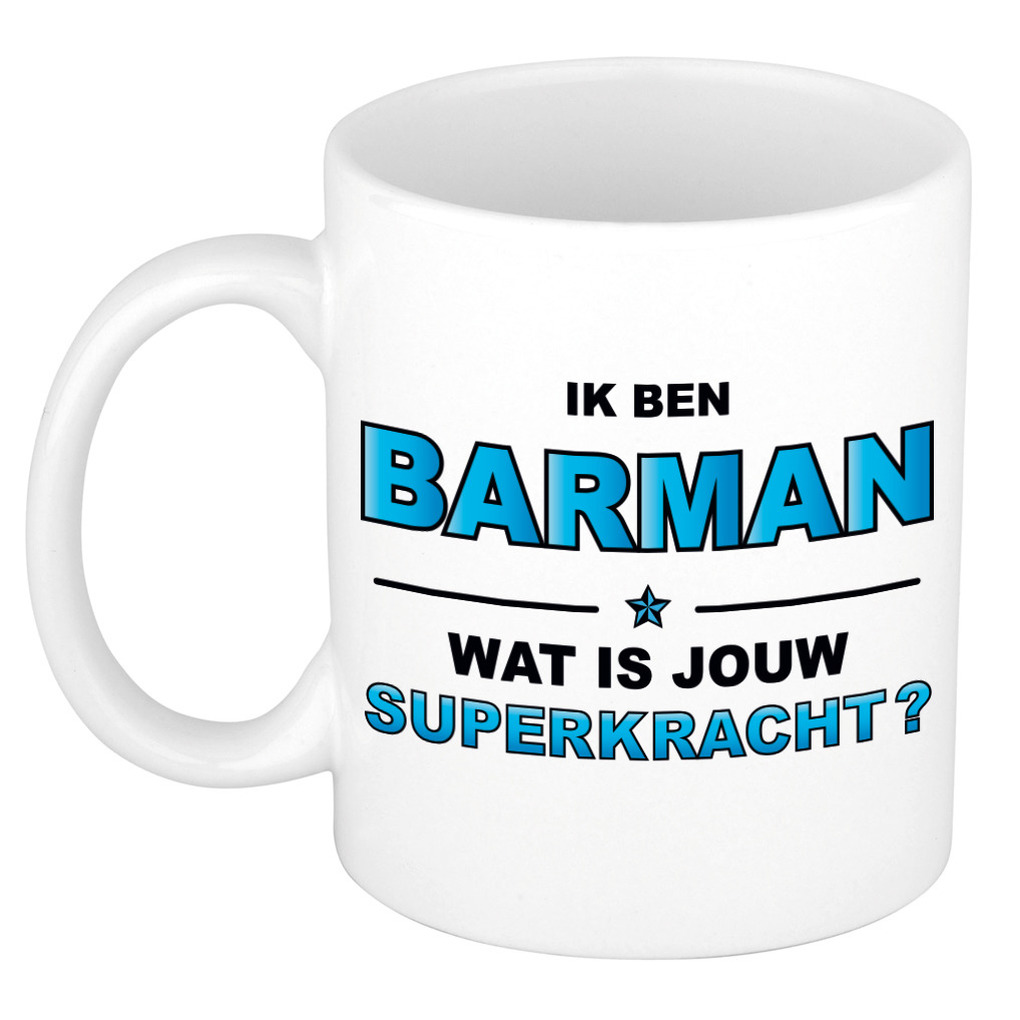 Ik ben barman wat is jouw superkracht kado mok / beker / verjaardag -