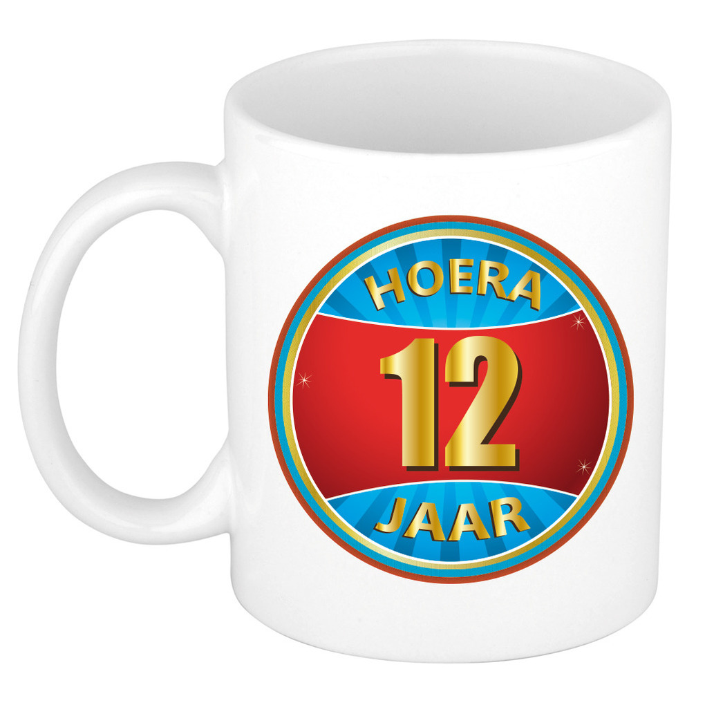 Verjaardag mok / beker hoera 12 jaar verjaardagscadeau -