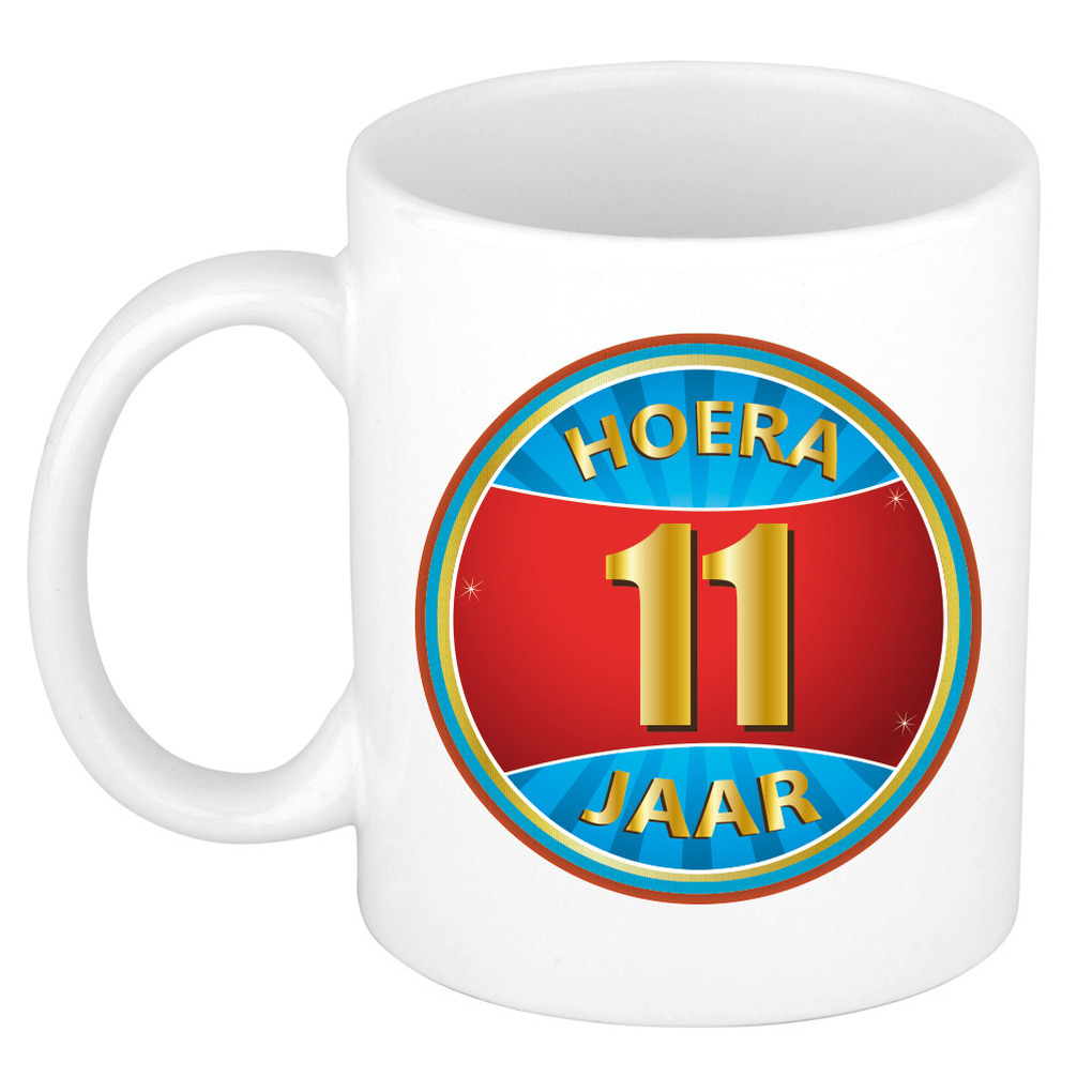 Verjaardag mok / beker hoera 11 jaar verjaardagscadeau -