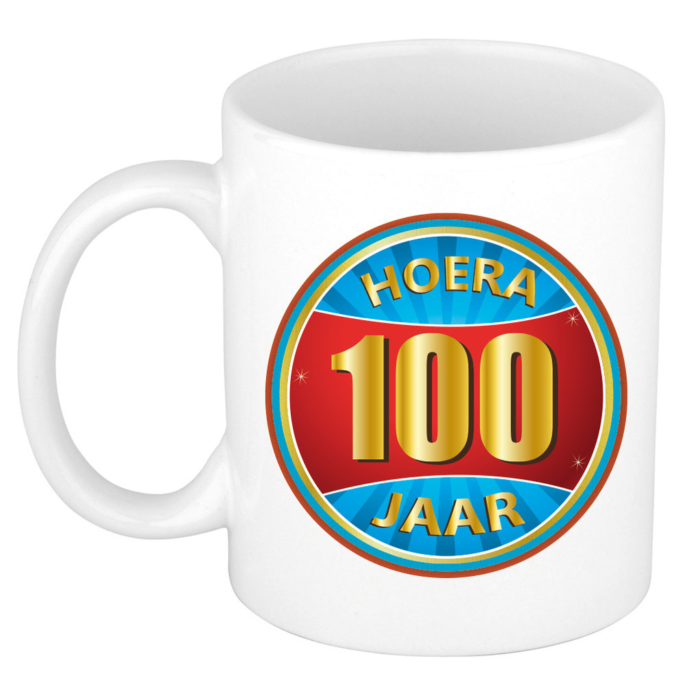 Verjaardag mok / beker hoera 100 jaar verjaardagscadeau -
