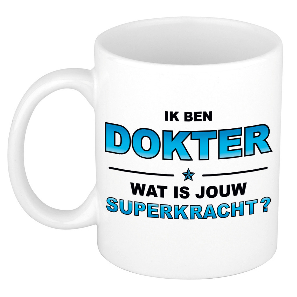 Ik ben dokter wat is jouw superkracht cadeau mok / beker wit -