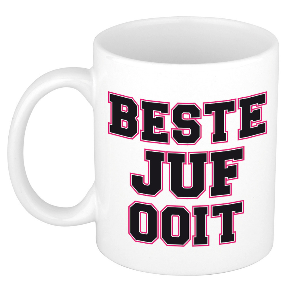 Beste juf ooit kado mok / beker wit - verjaardagscadeau -