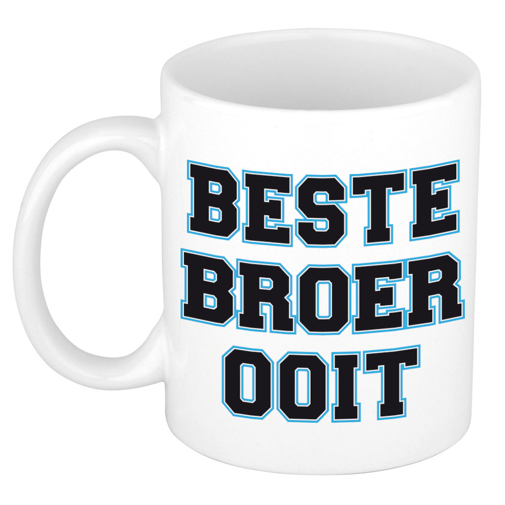 Beste broer ooit kado mok / beker wit met blauw - verjaardagscadeau -