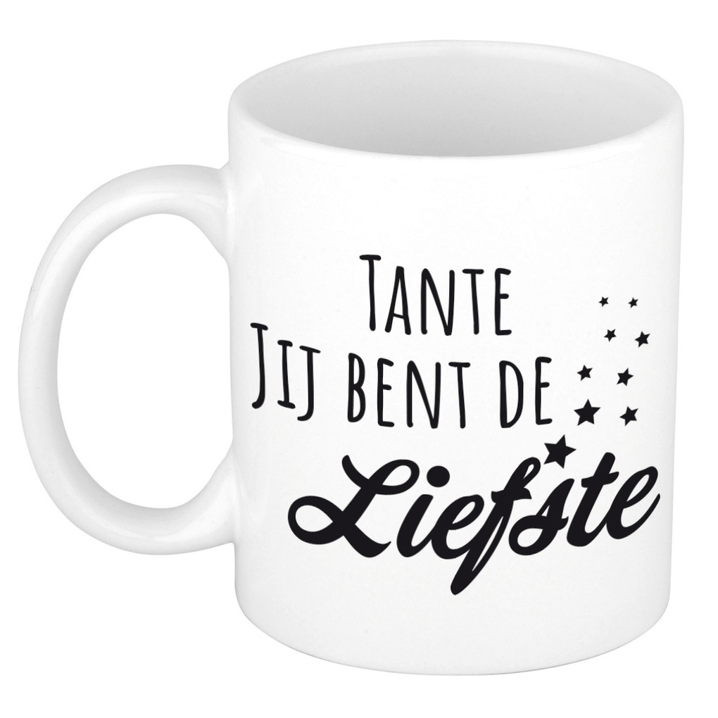 Tante jij bent de liefste kado mok / beker wit - bedankt cadeau / verjaardag -