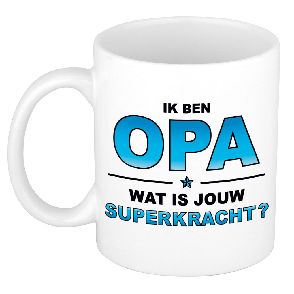Ik ben opa wat is jouw superkracht kado mok / beker voor Vaderdag / verjaardag -