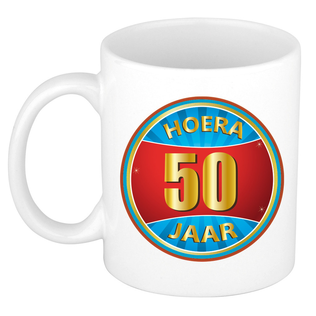 Verjaardag mok / beker hoera 50 jaar verjaardagscadeau -