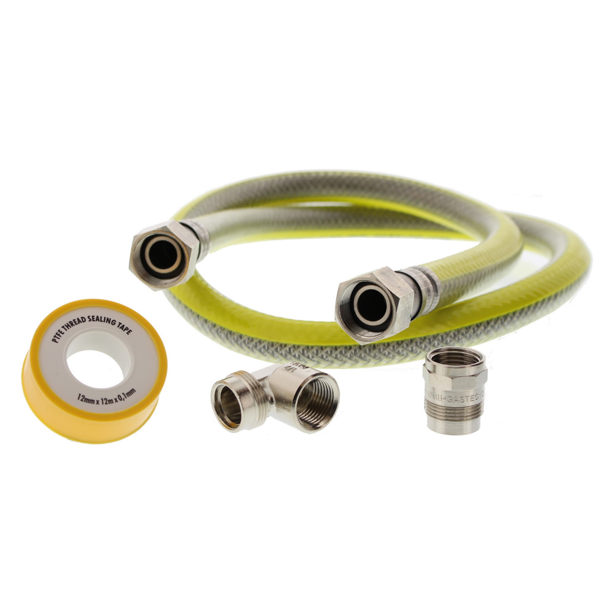 Scanpart gasslang aansluitset 1/2 125cm RVS flex PVC (NL) Fornuis accessoire