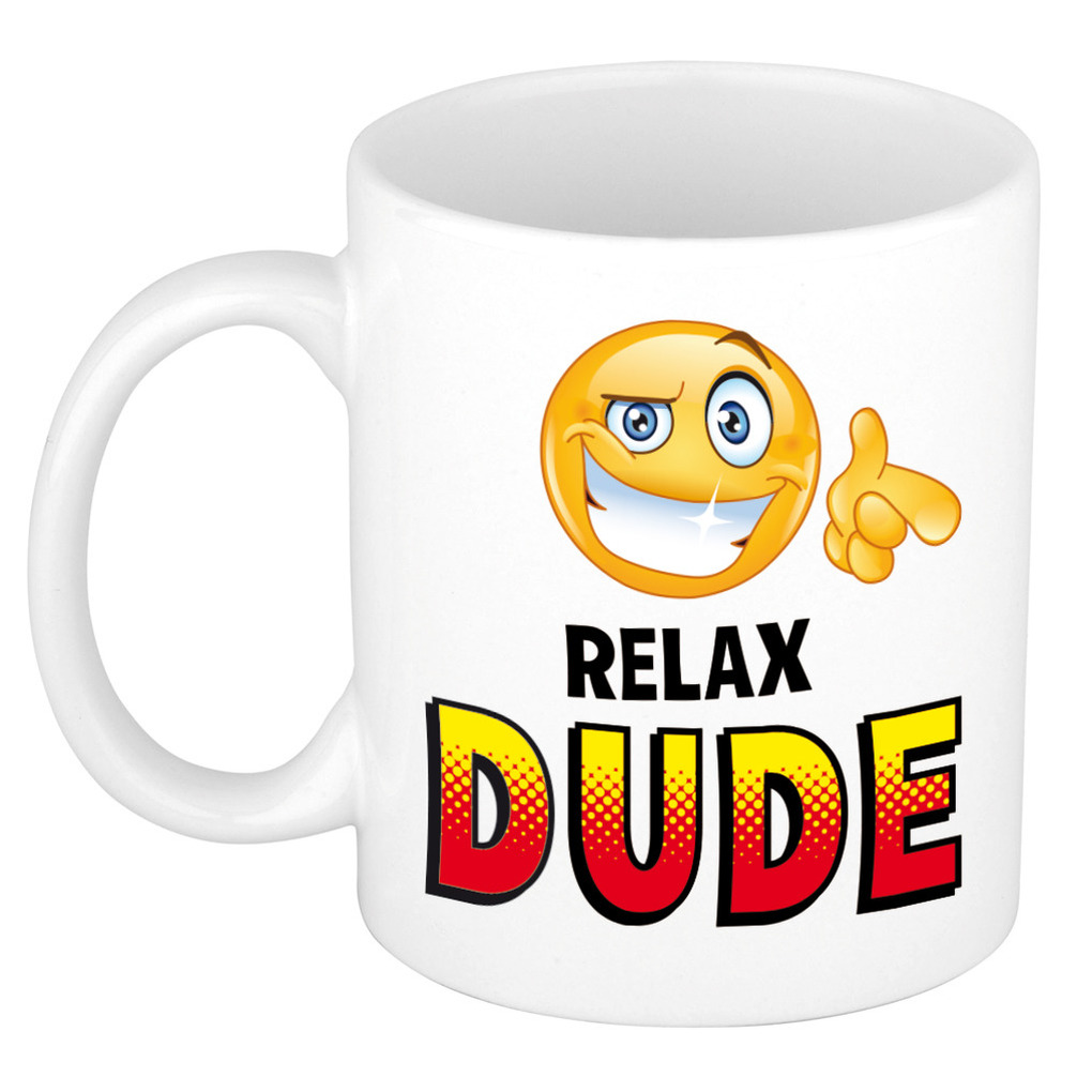 Relax dude kado mok / beker wit en zwart - cadeau collega -