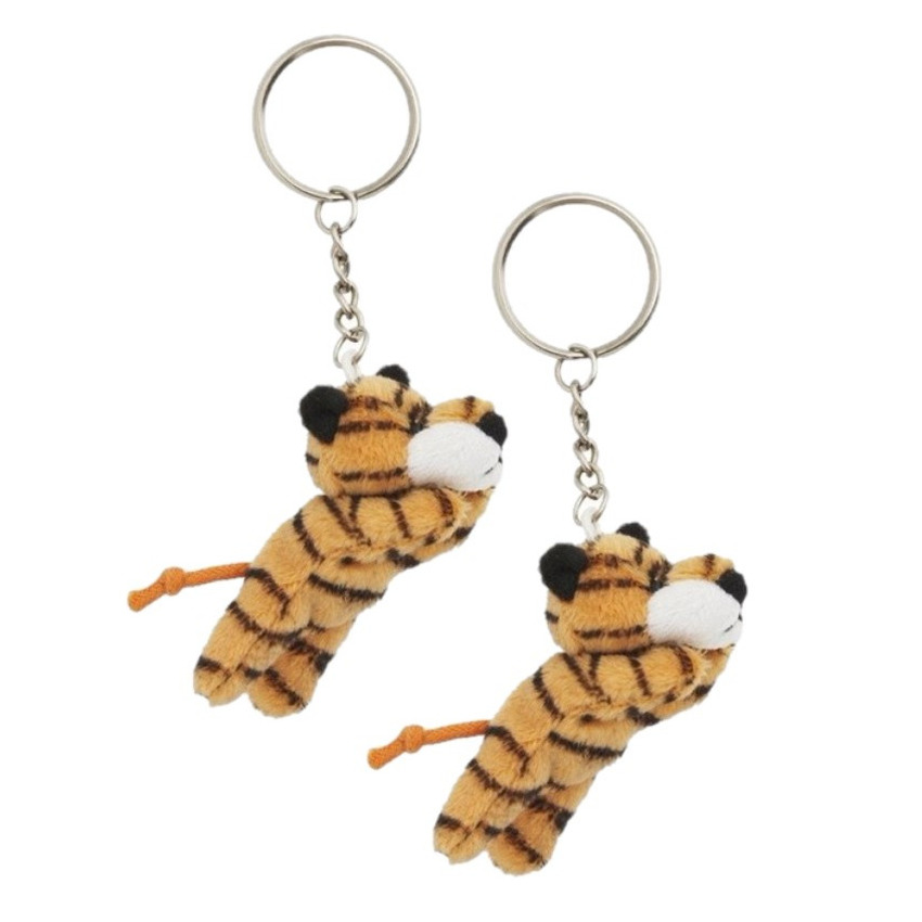4x stuks pluche Tijger knuffel sleutelhangers 6 cm -