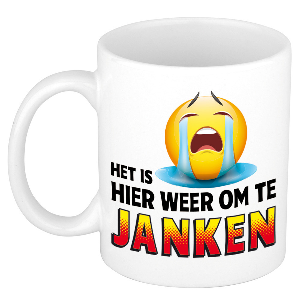 Het is hier weer om te janken collega mok / beker wit 300 ml -