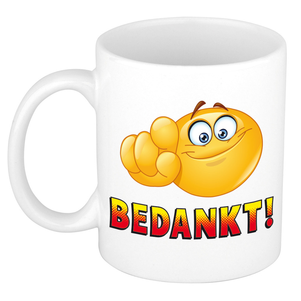 Bedankt kado mok / beker wit met smiley - cadeau collega -