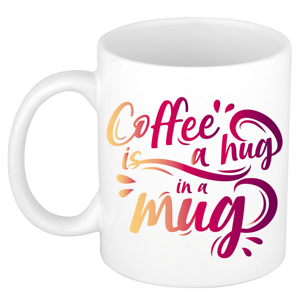 Coffee hug in a mug cadeau mok / beker wit 300 ml -
