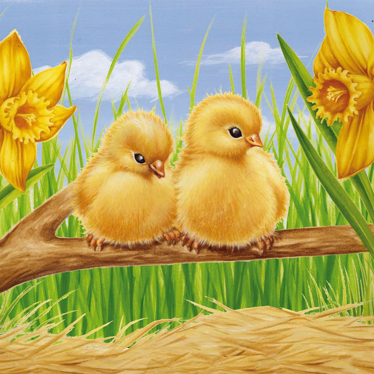 20x Servetten Pasen thema gele kuikentjes 33 x 33 cm -