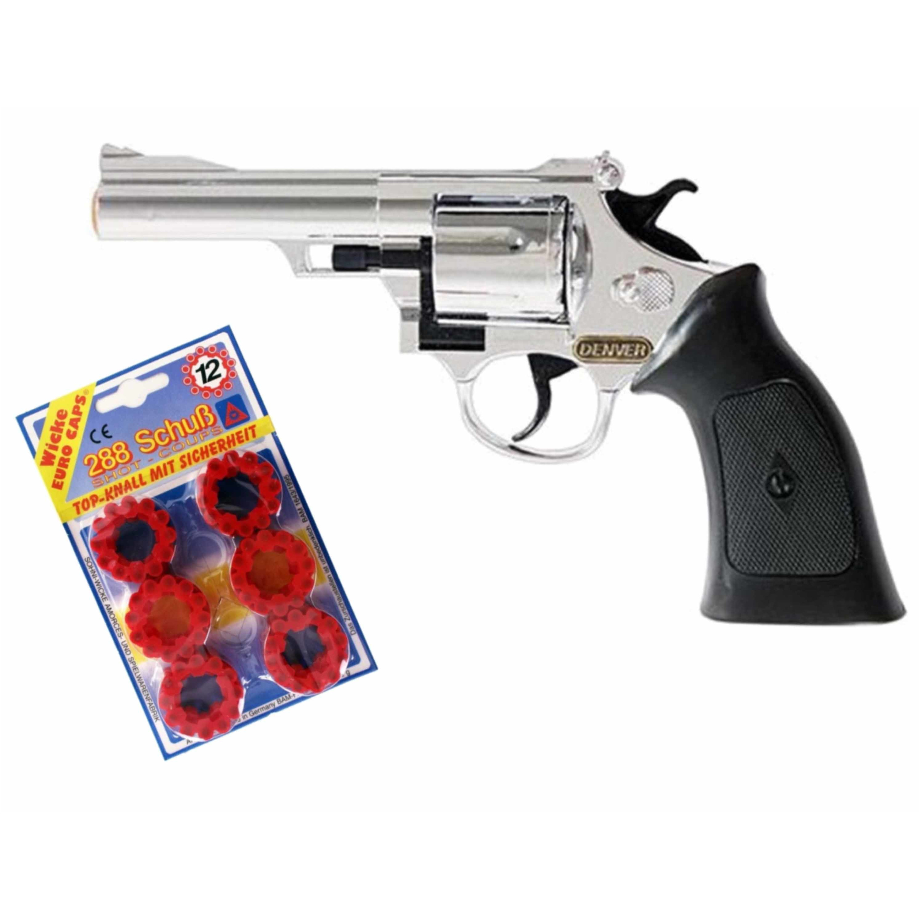 Plaffertjes speelgoed pistool/revolver met 12 schoten magazijn -