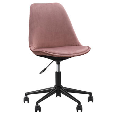 Bureaustoel Senja - velvet - roze - zwart metaal - Leen Bakker