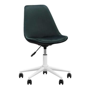 Bureaustoel Senja - velvet - groen - wit metaal - Leen Bakker