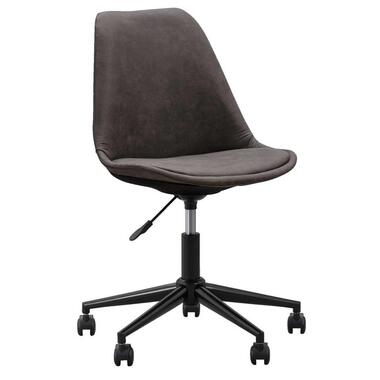 Bureaustoel Senja - stof - antraciet - zwart metaal - Leen Bakker