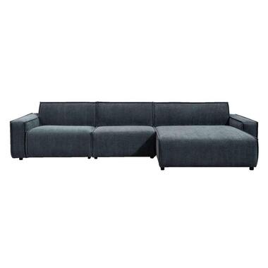 UMIX hoekbank Brooklyn traagschuim rechts - blauw - Leen Bakker