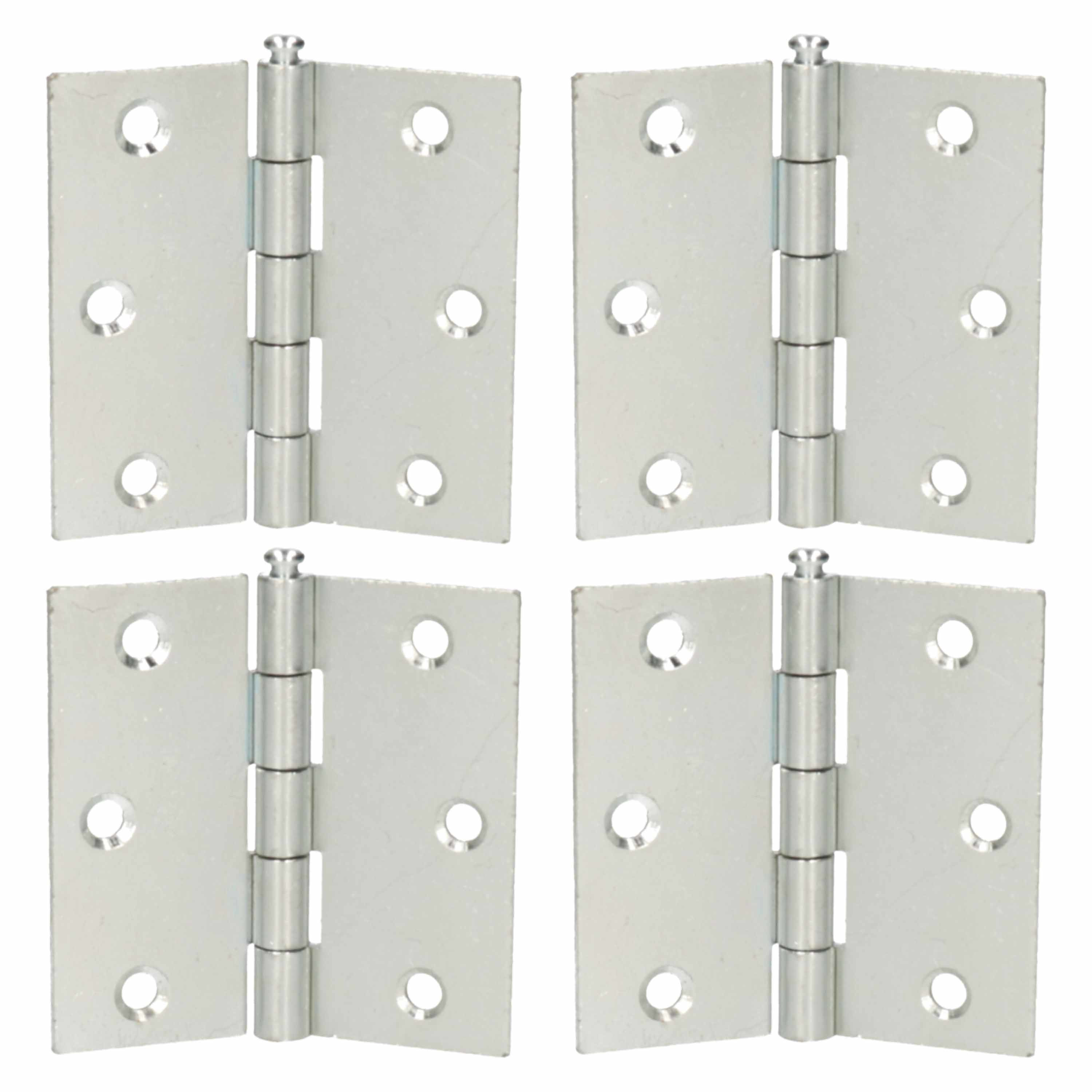 4x stuks scharnier / bouwscharnier / meubelscharnieren ijzer verzink met rechte hoeken 7.5 x 7.5 x 0 -
